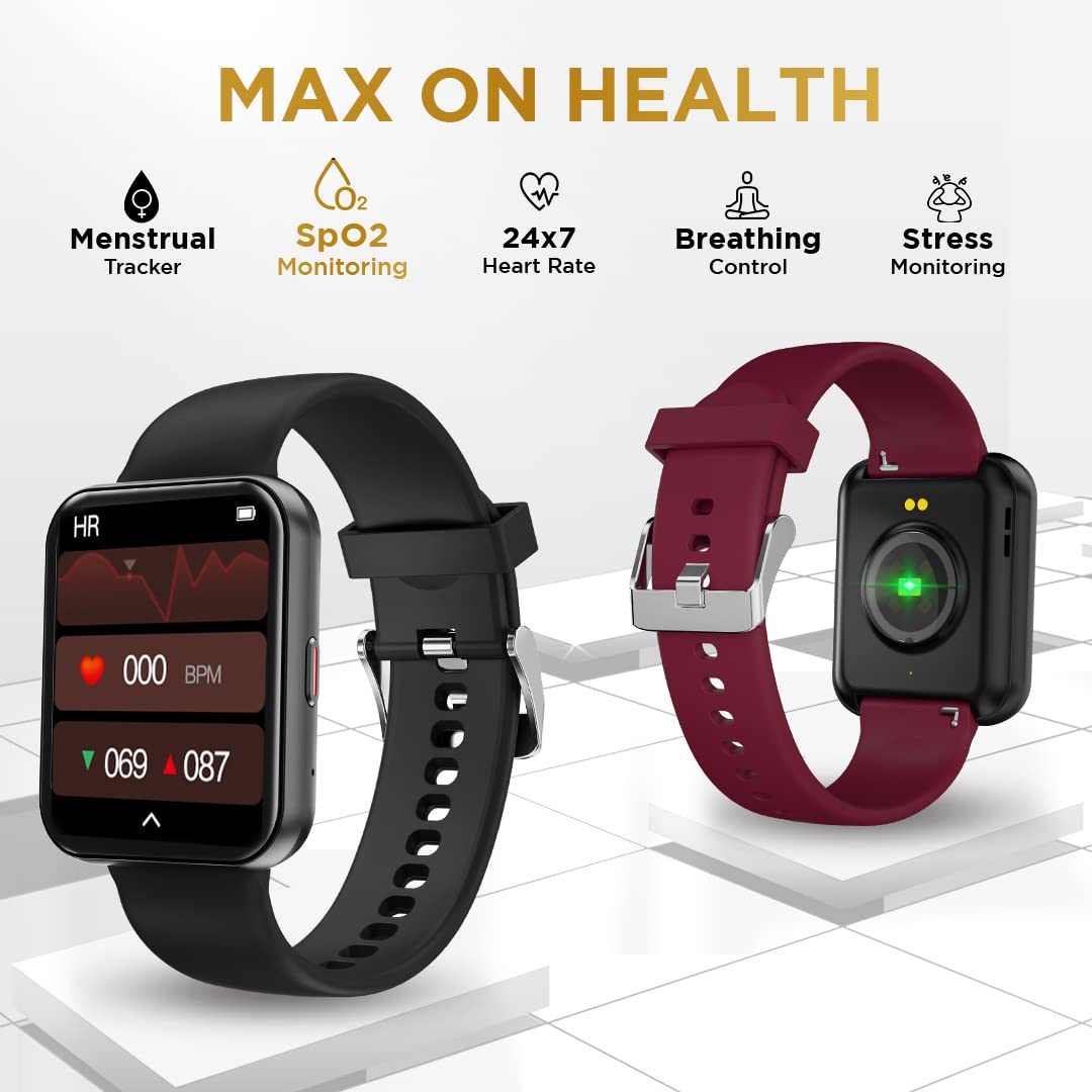 (Open Box) GIZMORE Gizfit Blaze Max 1.85" IPS Display with 240 x 280 px | 450 NITS Brightness BT Calling Edge to Edge Display, Voice Assistance, Bluetooth Smartwatch (Gray)