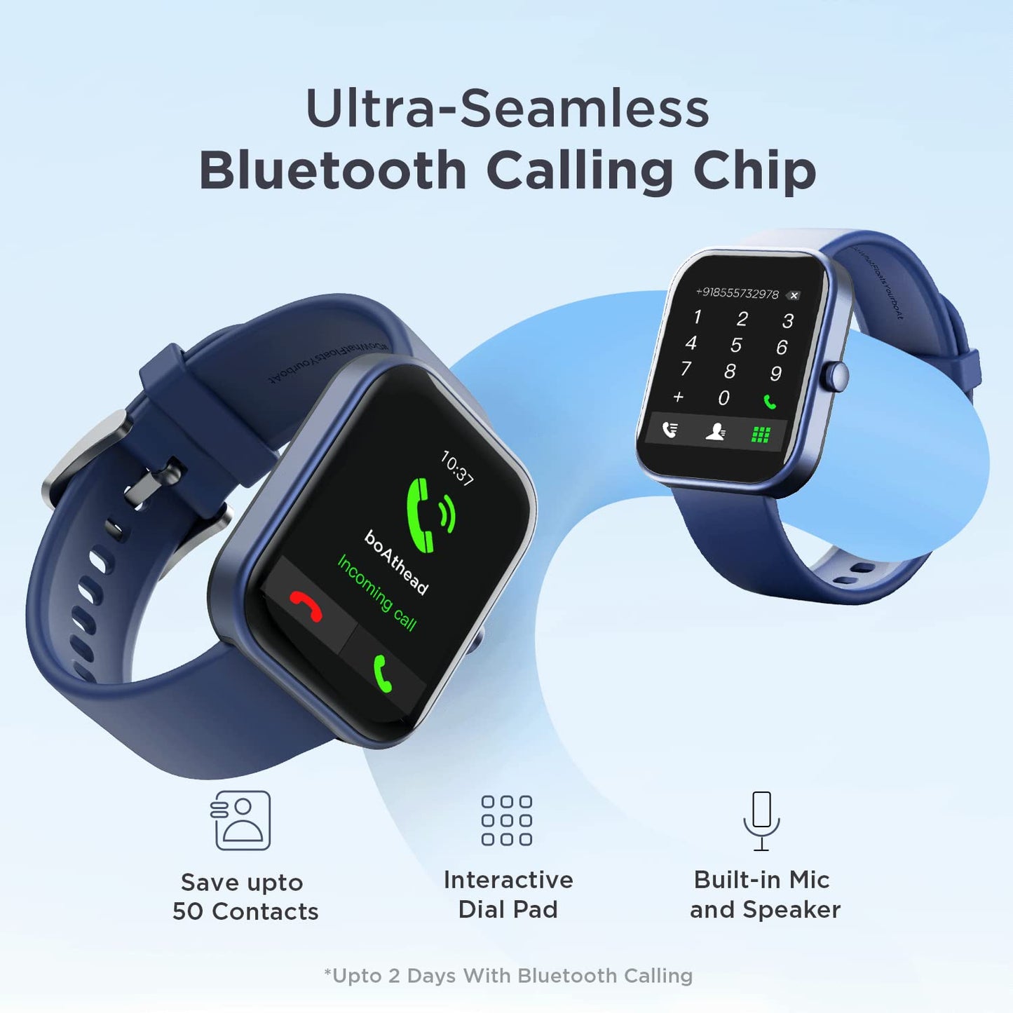 (Without Box)boAt Wave Electra Smart Watch w/ 1.81" (4.5 cm) HD Display, Smart Calling w/Ultra-Seamless BT Calling Chip,20 Built-in Watch Faces,100 + Sports Modes,Menu Personalization,in-Built Games(Deep Blue)