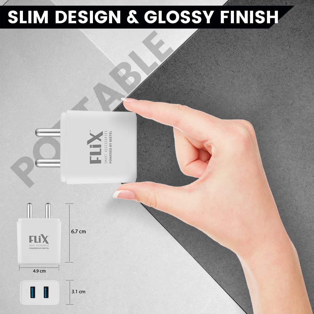 (Open Box) FLiX (Beetel) Storm 33W PD & QC Dual Port Wall Charger,USB Type A & Type C Output Widely Compatible for All Android & IOS Devices,Enhanced Safety,Light Weight & Compact,with Type C Cable (White–SD133)