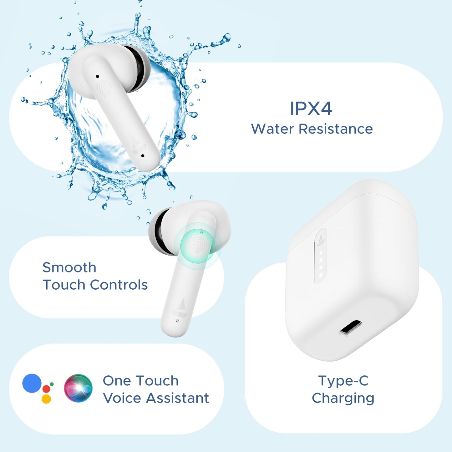(Without Box) boAt Airdopes 141 Bluetooth Truly Wireless in-Ear Earbuds w/ 42H Playtime,Low Latency Mode for Gaming, ENx Tech, IWP, IPX4 Water Resistance, Smooth Touch Controls