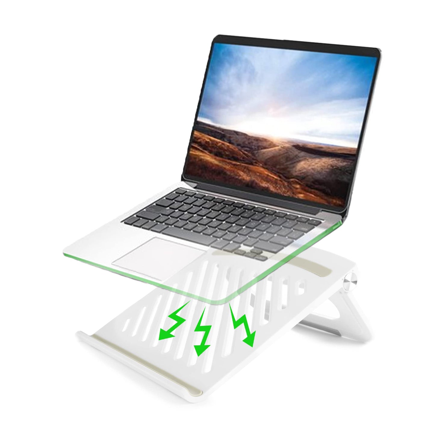 (Open Box) Dyazo Laptop Stand Riser | Ventilated | Portable | Foldable Compatible for MacBook Notebook 12 inches/30cm /13 inches /33cm/14.1 inches/35cm/15.6 inches/39.6cm Laptops