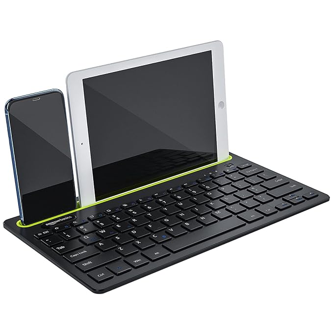 (Open Box) Amazon Basics Wireless Bluetooth Multi-Device Keyboard for Windows, Apple iOS Android Or Chrome, Compact Space-Saving Design, for Pc/Mac/Laptop/Smartphone/Tablet