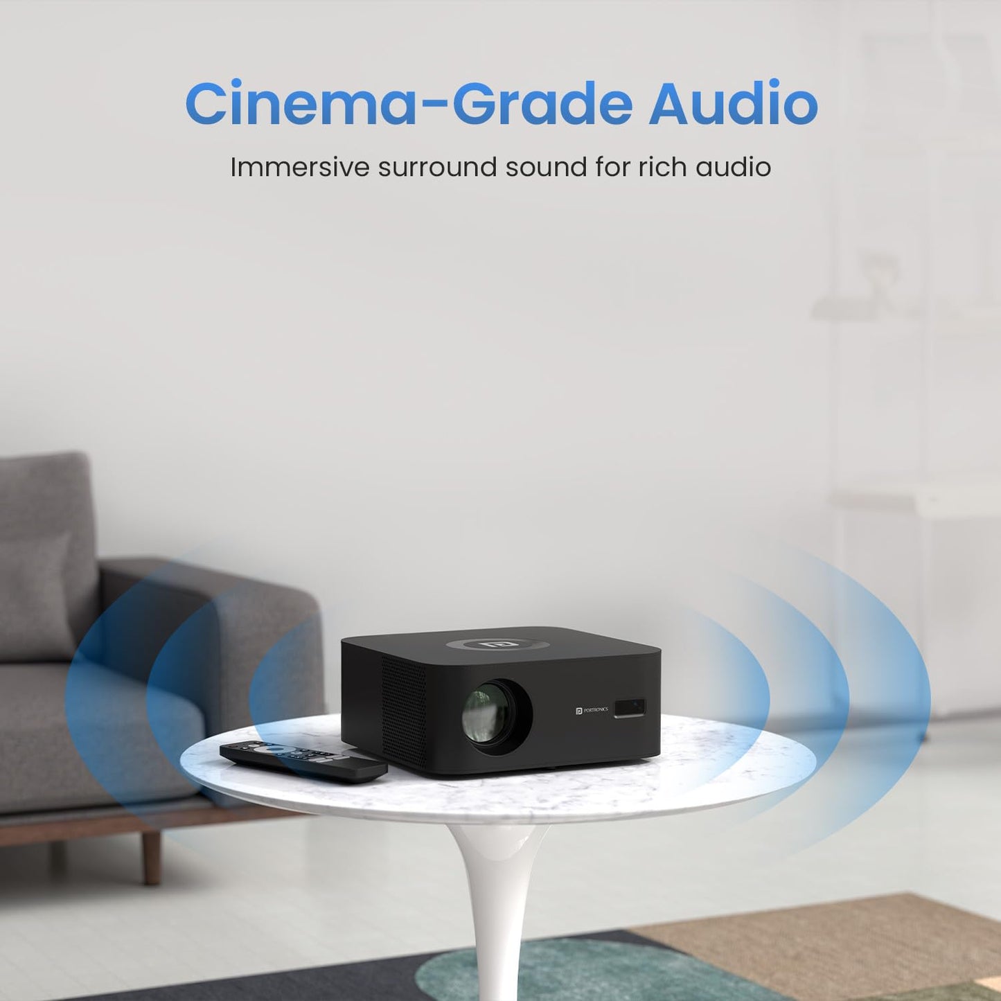 (Open Box) Portronics Beem 440 Smart LED Projector with 720p HD Resolution, Rotatable Design, Built-in Streaming Apps (Netflix, Prime Video, Hotstar), 2000 Lumens, Screen Mirroring, 3 Watts Speaker (White)