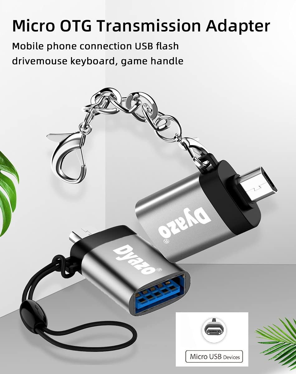(Open Box) Dyazo Aluminium Portable High Speed Micro USB to USB A Female OTG Adapter/Converter Compatible with Samsung S6 Edje S7 Edge S4 LG G4, Mouse, Keyboard, Flash Drive All Micro O.T.G Enable Devices