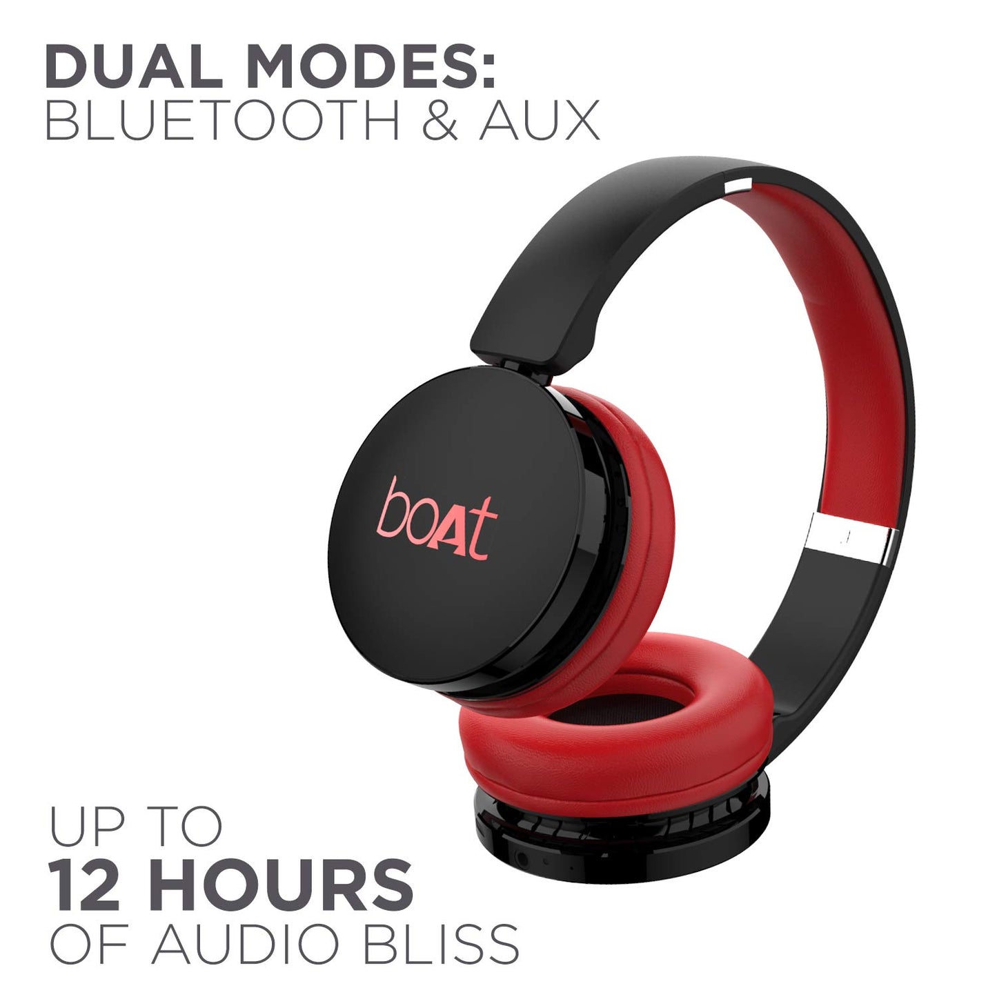 (WITHOUT BOX)boAt Rockerz 370 On Ear Bluetooth Headphones with Upto 12 Hours Playtime, Cozy Padded Earcups and Bluetooth v5.0, with Mic (Buoyant Black)