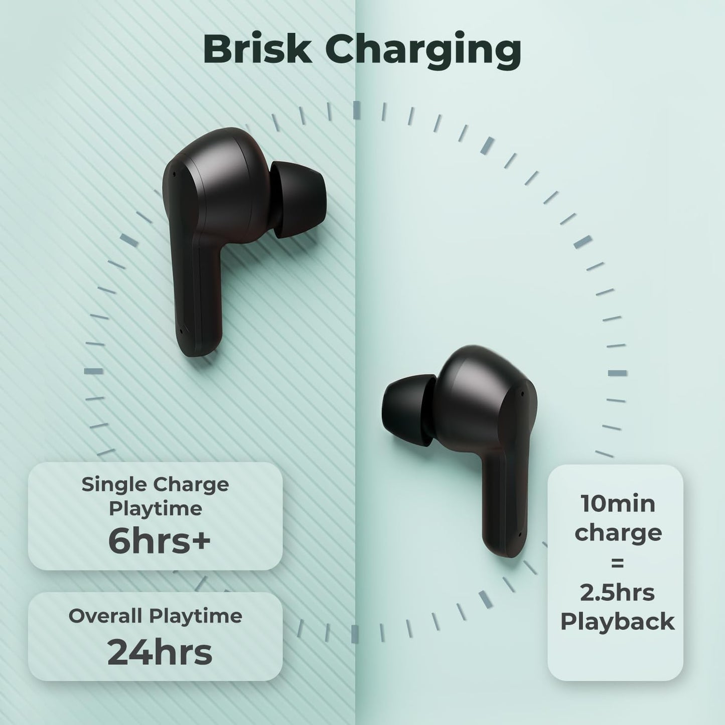 (Without Box)Defy Gravity Zen in Ear TWS Earbuds with 24 HRS Playback, Fast Charge, Low Latency, ENC Solution, Quick Pair & Connect(Bold Black)