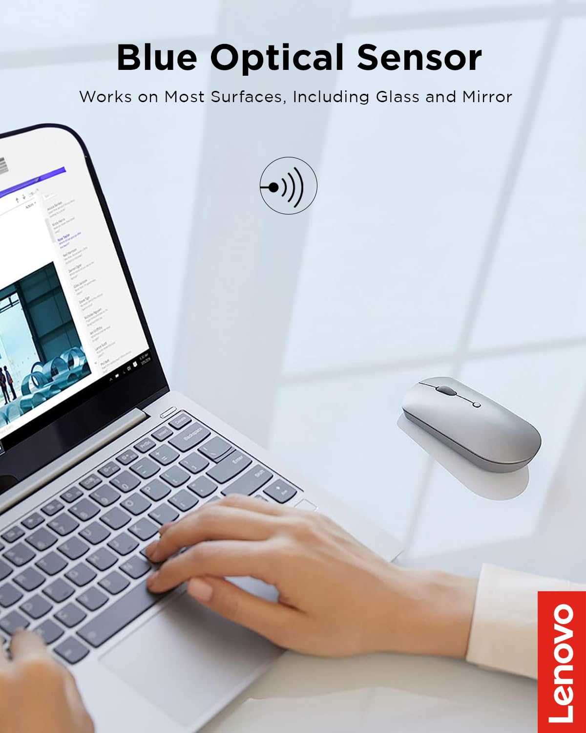 (Open Box) Lenovo 600 Bluetooth 5.0 Silent Mouse: Compact, Portable, Dongle-Free Multi-Device connectivity with Microsoft Swift Pair | 3-Level Adjustable DPI up to 2400 | Battery Life: up to 1 yr