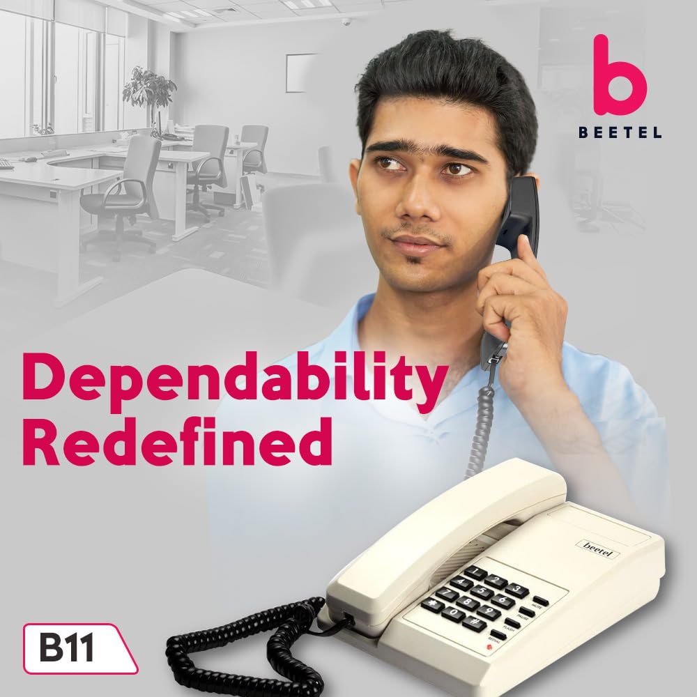 (Open Box) Beetel B11 Corded Landline Phone, Ringer Volume Control, LED for Ring Indication, Wall/Desk Mountable, Classic Design, Clear Call Quality, Mute/Pause/Flash/Redial Function (Made in India)(Black)(B11)