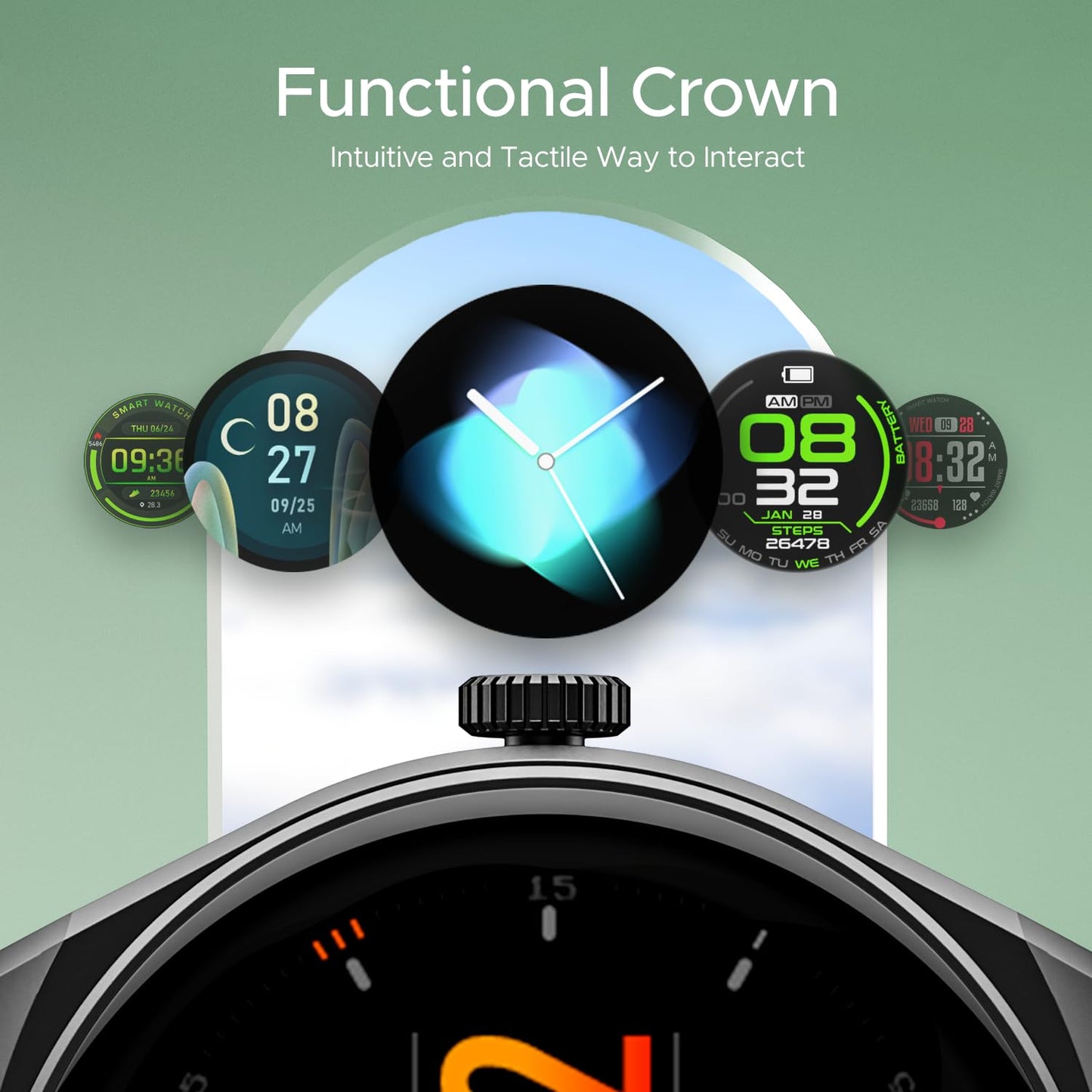 (Without box)boAt Lunar Seek w/ 1.39" (3.5 cm) HD Display, Advanced Bluetooth Calling, Functional Crown, Multiple Sports Mode,100 Watch Faces, IP67 Dust, Sweat & Splash Resistance, HR & SpO2 Monitoring(Metal Grey)