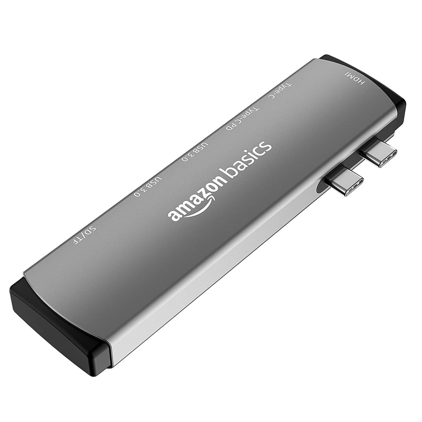 (Open Box) Amazon Basics USB-C Hub Dock 8-in-1 HDCP Aluminium Type-C Adapter with 4K HDMI Port, Ethernet 100mbps Port, USB 3.0 Port, USB-C Power Delivery, TF/SD Card Reader, Mac & Windows USB-C Devices