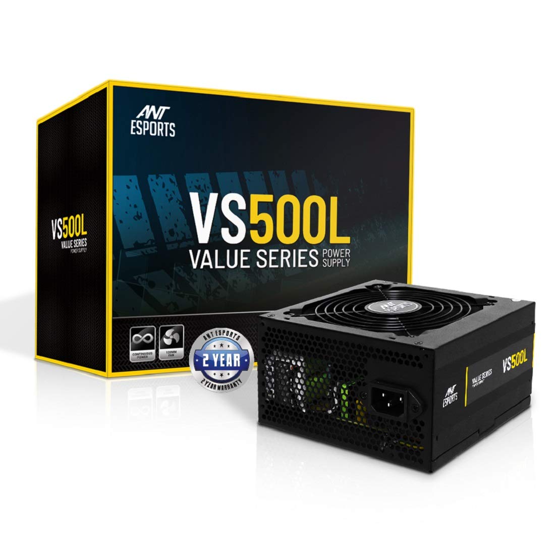 (Open Box)Ant Esports VS450L Non-Modular High Efficiency Gaming Power Supply/PSU with 1 x PCIe and 120mm Silent Fan