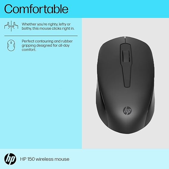 (Open Box) HP 150 Truly Ambidextrous Wireless Mouse, Black