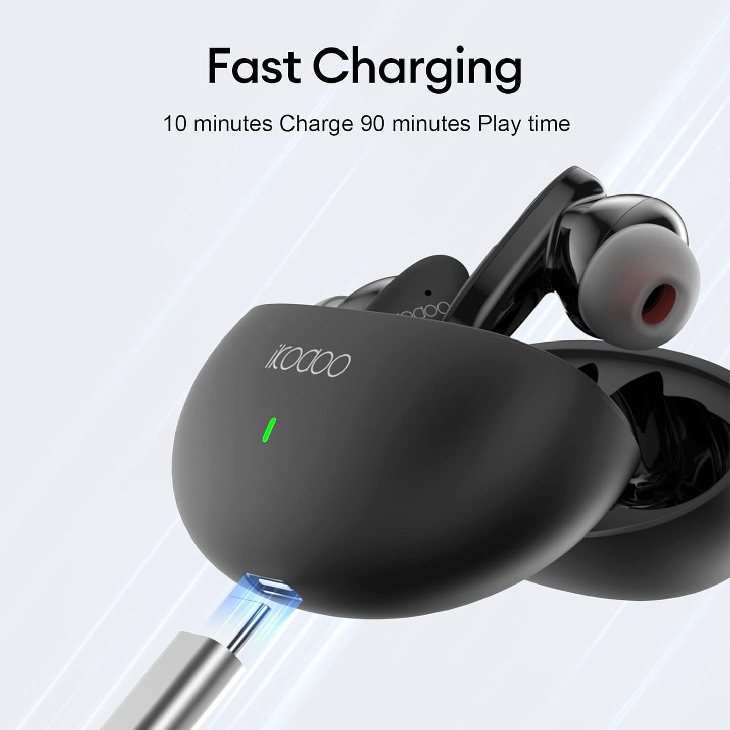 (OPEN BOX)IKODOO Buds Z Truly Wireless in-Ear Earbuds with Mic, AI-ENC, Upto 28 Hrs Playtime, 10mm Bass Drivers, Bluetooth 5.3, Quick Pair, IPX4, Type-C, Fast Charging-(10 Min = 90 Min) White