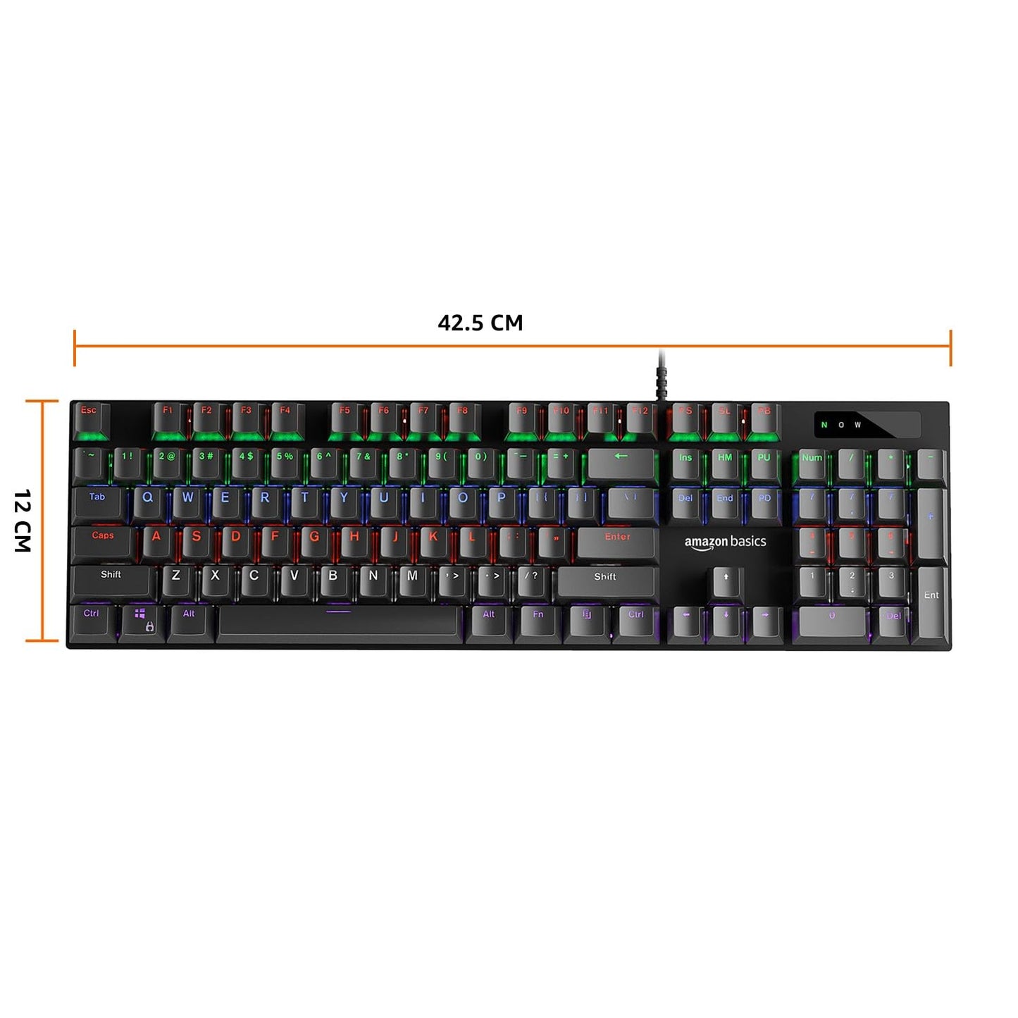 (Open Box) Amazon Basics USB Gaming Keyboard with Multicolour LED Effect | 12 Multimedia Keys |4 LED Modes