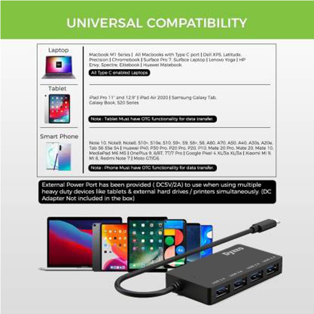 (Open Box)Dyazo 3-Port USB Data Hub High Speed Splitter Plug/Box/Adapter Expansion, Small, Compact, Universal Data Transfer, Wide Compatibility: Windows, Mac OS (Black)