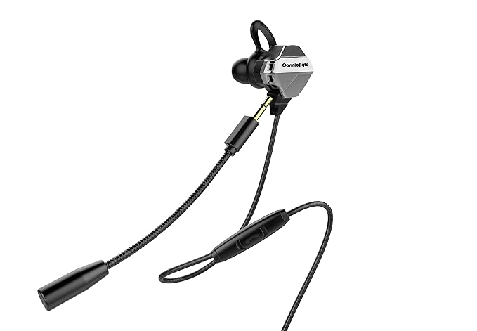 (Open Box) Cosmic Byte CB-EP-04 Gaming Wired in Ear Earphone with Microphone Detachable for PC, PS4, Mobiles, Tablets (Black/Silver)