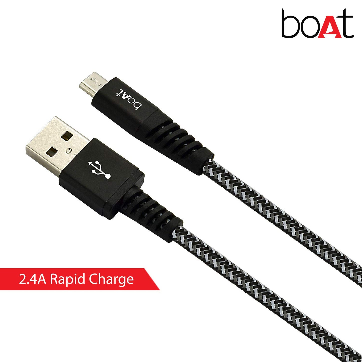 (Open Box)boAt Rugged V3 Extra Tough Unbreakable Braided Micro Usb Cable 1.5 Meter (Black)