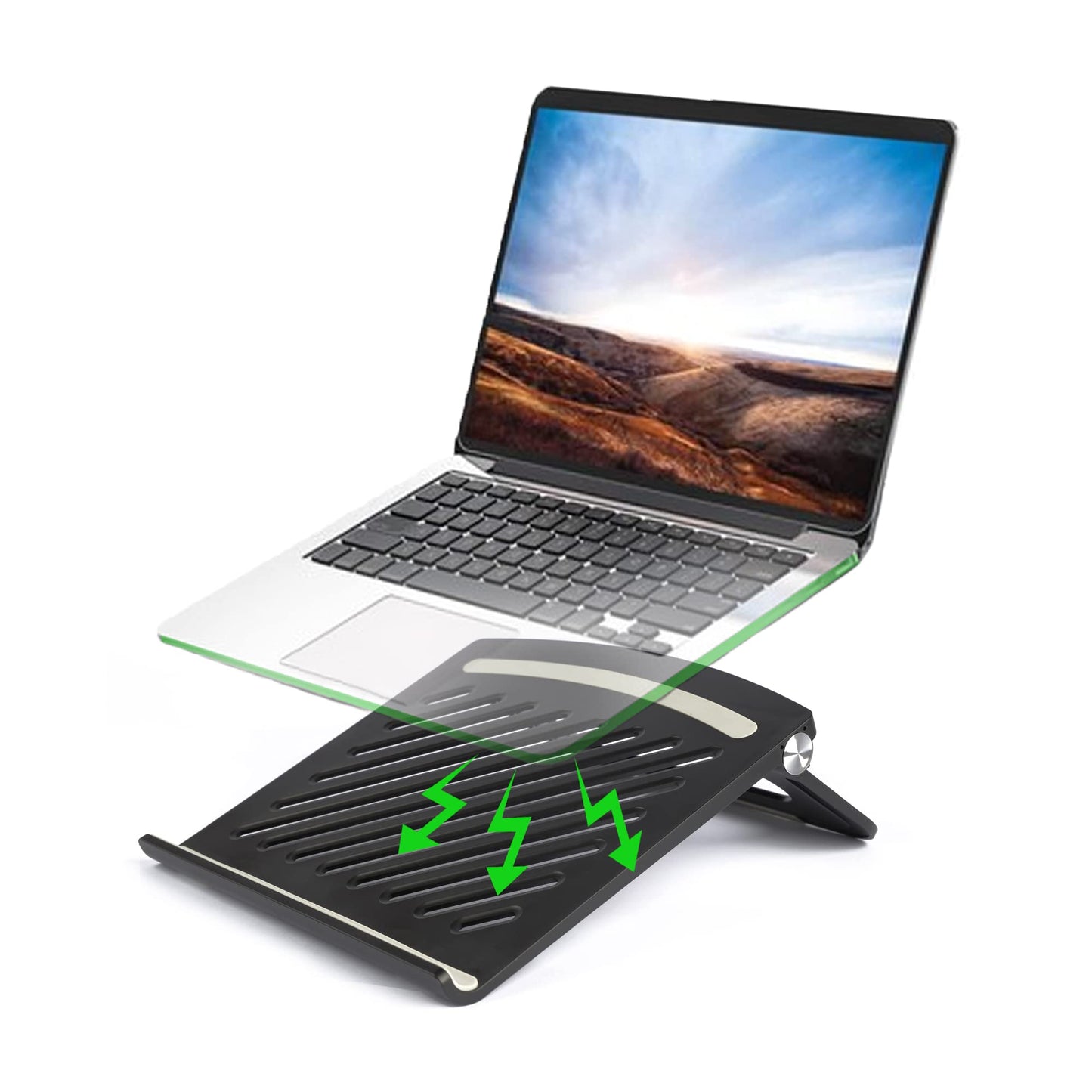 (Open Box) Dyazo Laptop Stand Riser | Ventilated | Portable | Foldable Compatible for MacBook Notebook 12 inches/30cm /13 inches /33cm/14.1 inches/35cm/15.6 inches/39.6cm Laptops