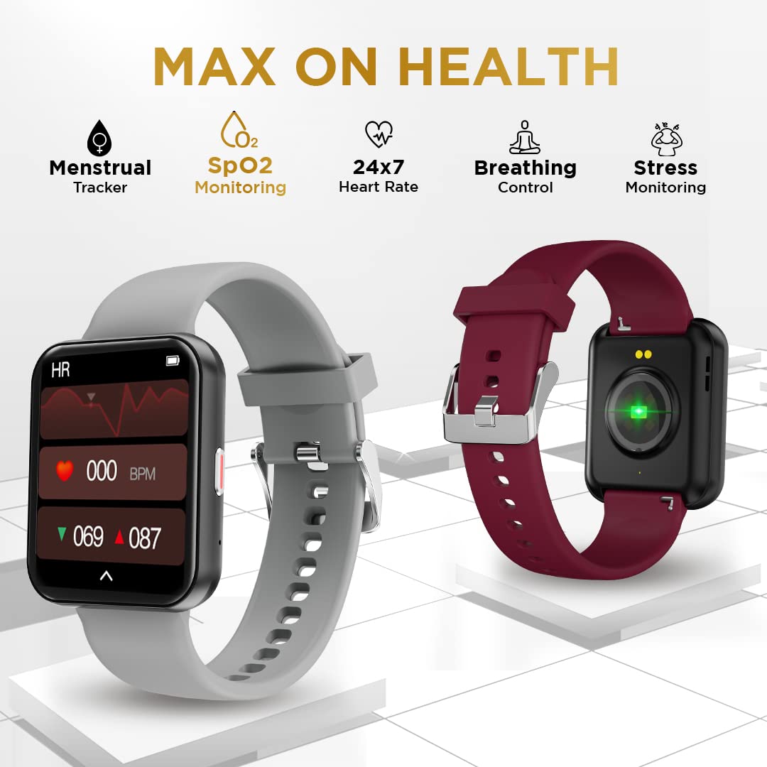 (Open Box) GIZMORE Gizfit Blaze Max 1.85" IPS Display with 240 x 280 px | 450 NITS Brightness BT Calling Edge to Edge Display, Voice Assistance, Bluetooth Smartwatch (Gray)