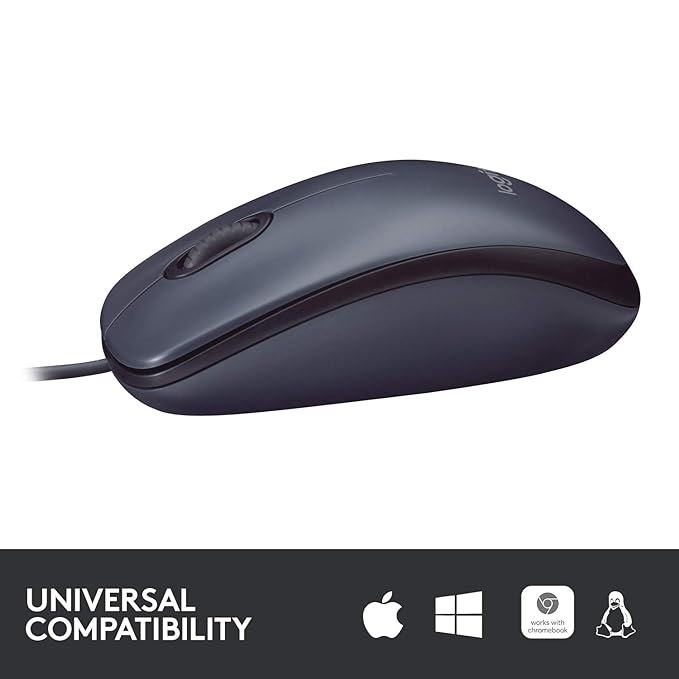 (Open Box) Logitech B100 Wired USB Mouse,800 DPI Optical Tracking, Ambidextrous PC/Mac/Laptop - Black