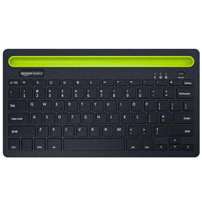(Open Box) Amazon Basics Wireless Bluetooth Multi-Device Keyboard for Windows, Apple iOS Android Or Chrome, Compact Space-Saving Design, for Pc/Mac/Laptop/Smartphone/Tablet