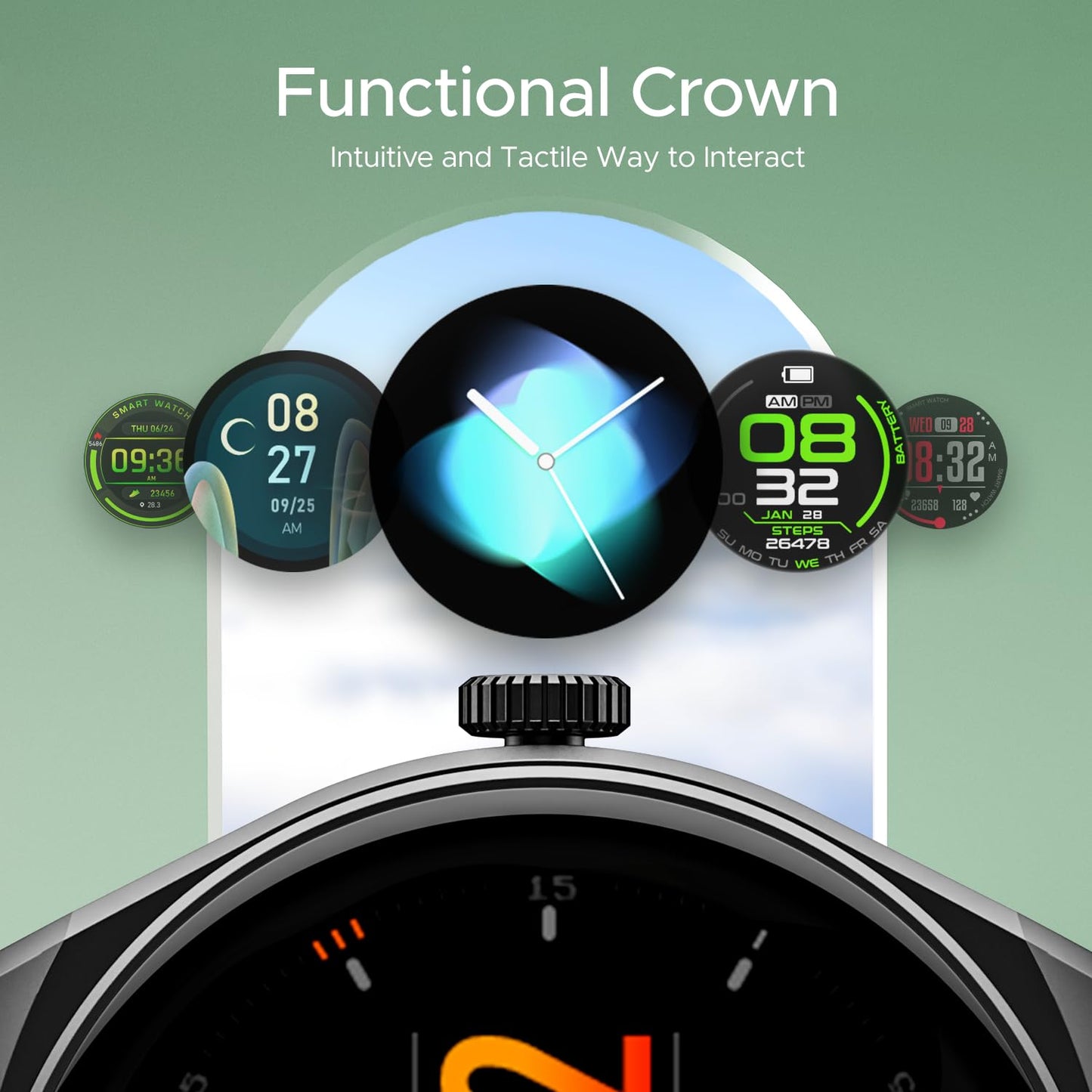 (Without box)boAt Lunar Seek w/ 1.39" (3.5 cm) HD Display, Advanced Bluetooth Calling, Functional Crown, Multiple Sports Mode,100 Watch Faces, IP67 Dust, Sweat & Splash Resistance, HR & SpO2 Monitoring(Metal Grey)