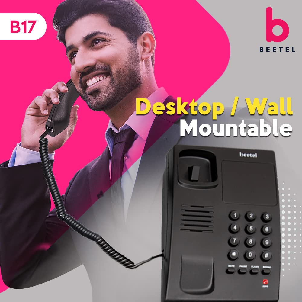 (Open Box) Beetel B11 Corded Landline Phone, Ringer Volume Control, LED for Ring Indication, Wall/Desk Mountable, Classic Design, Clear Call Quality, Mute/Pause/Flash/Redial Function (Made in India)(Black)(B11)