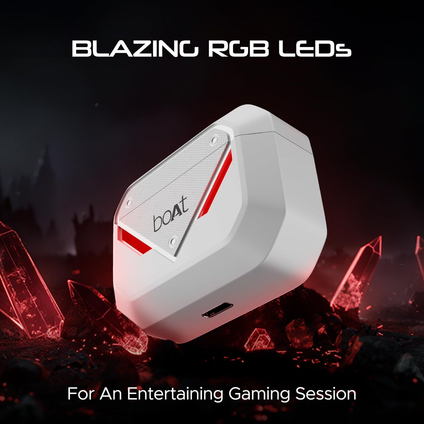 (Open box)boAt Newly Launched Immortal 158 TWS in Ear Gaming Earbuds with 40hrs Playback, 40ms Super-Low Latency Beast Mode, RGB LEDs, 4 Mics with ENx, IWP, ASAP Charge, BTv5.3(White Sabre)