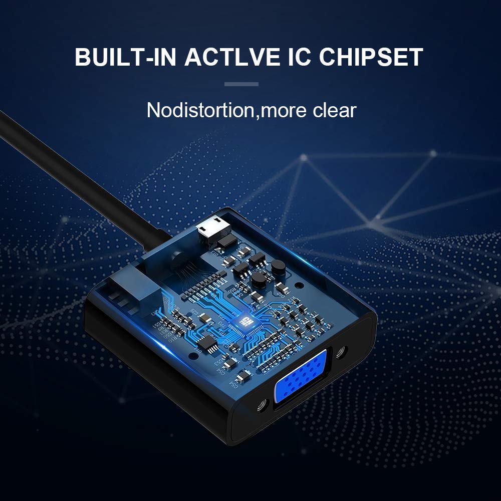 (Open Box)NISHTECH HDMI to VGA, High Speed 1080P HDMI to VGA Adapter (Male to Female) for Computer, Desktop, Laptop, PC, Monitor, Projector, HDTV, Chromebook, Raspberry Pi, Roku, Xbox and More - Black