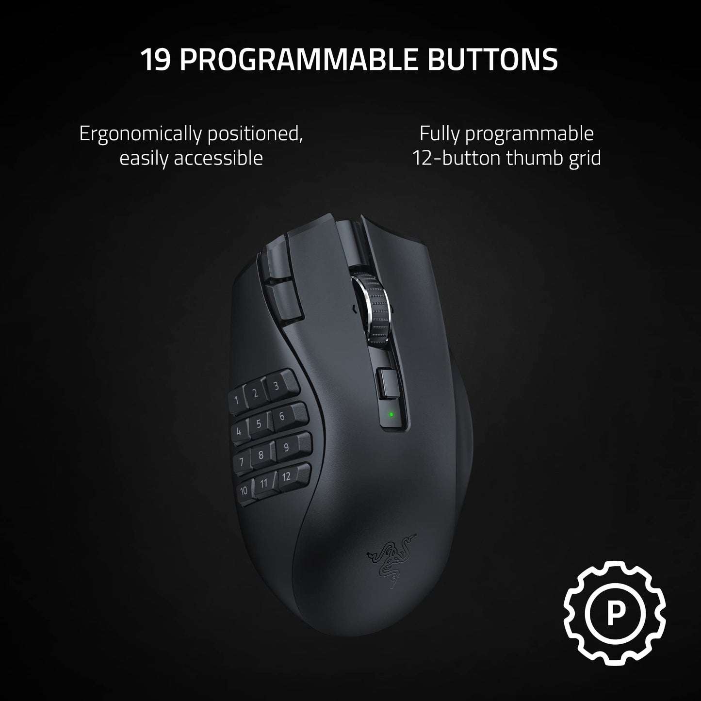 (OPEN BOX)Razer Naga V2 HyperSpeed Wireless MMO Gaming Mouse: 19 Programmable Buttons - HyperScroll Technology - Focus Pro 30K Optical Sensor - Mechanical Mouse Switches Gen2 -RZ01-03600100-R3A1