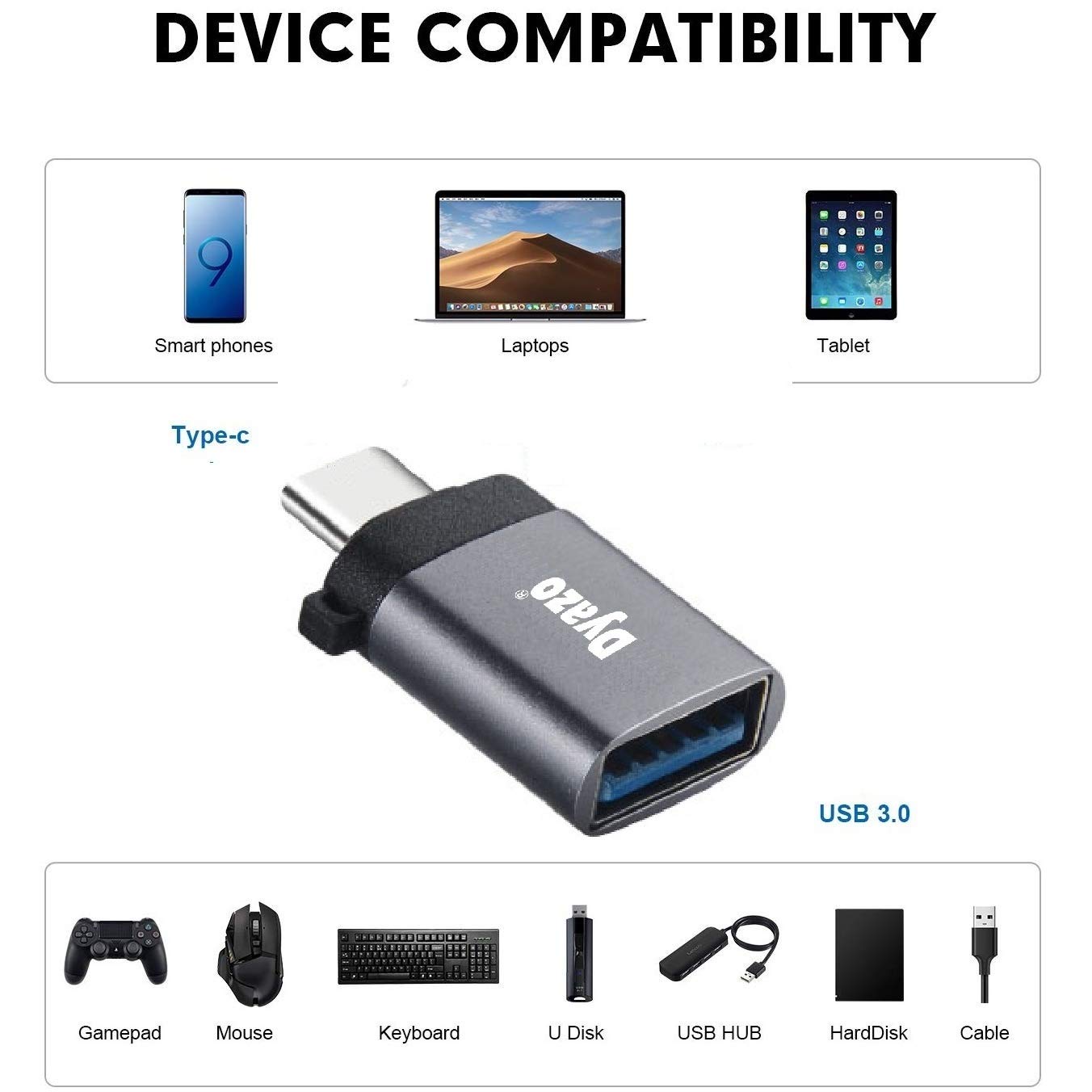 (Open Box) Dyazo Aluminium Portable High Speed Micro USB to USB A Female OTG Adapter/Converter Compatible with Samsung S6 Edje S7 Edge S4 LG G4, Mouse, Keyboard, Flash Drive All Micro O.T.G Enable Devices
