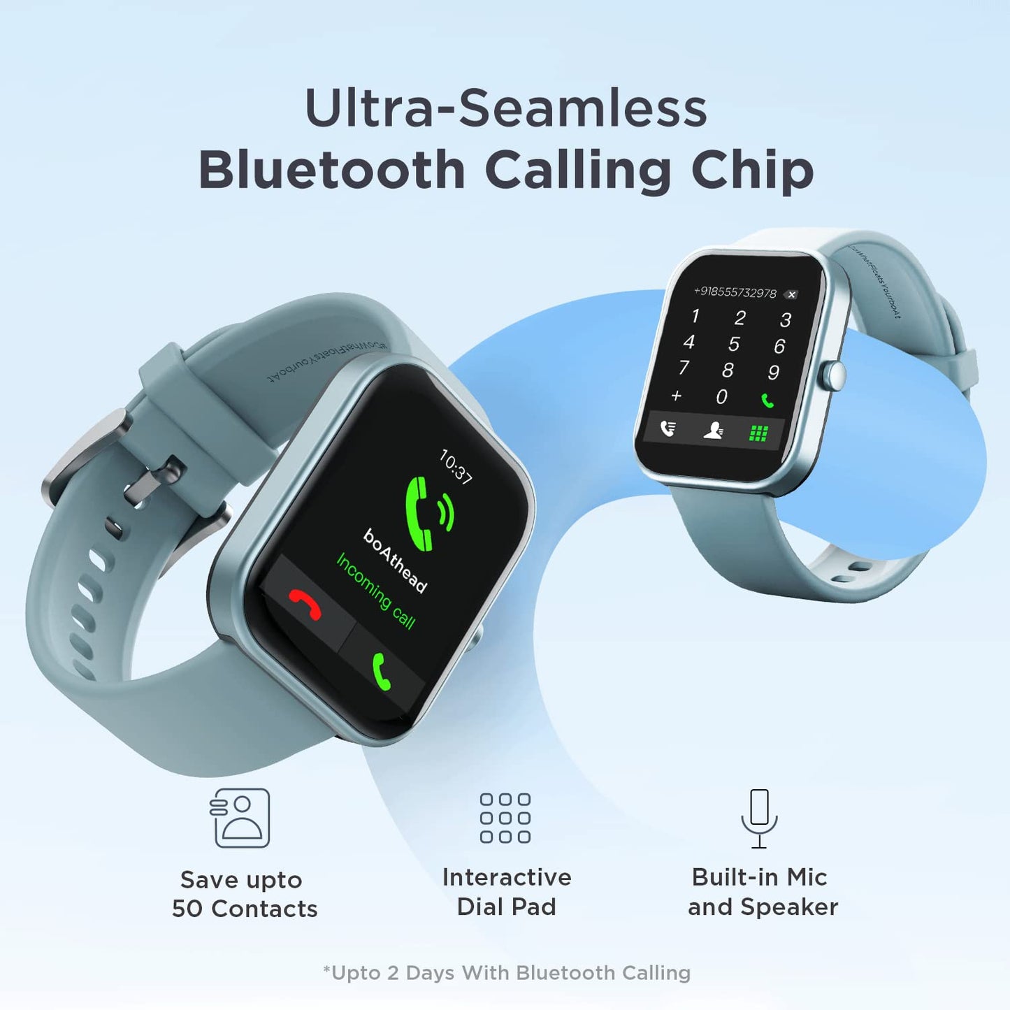 (Without Box)boAt Wave Electra Smart Watch w/ 1.81" (4.5 cm) HD Display, Smart Calling w/Ultra-Seamless BT Calling Chip,20 Built-in Watch Faces,100 + Sports Modes,Menu Personalization,in-Built Games(Deep Blue)