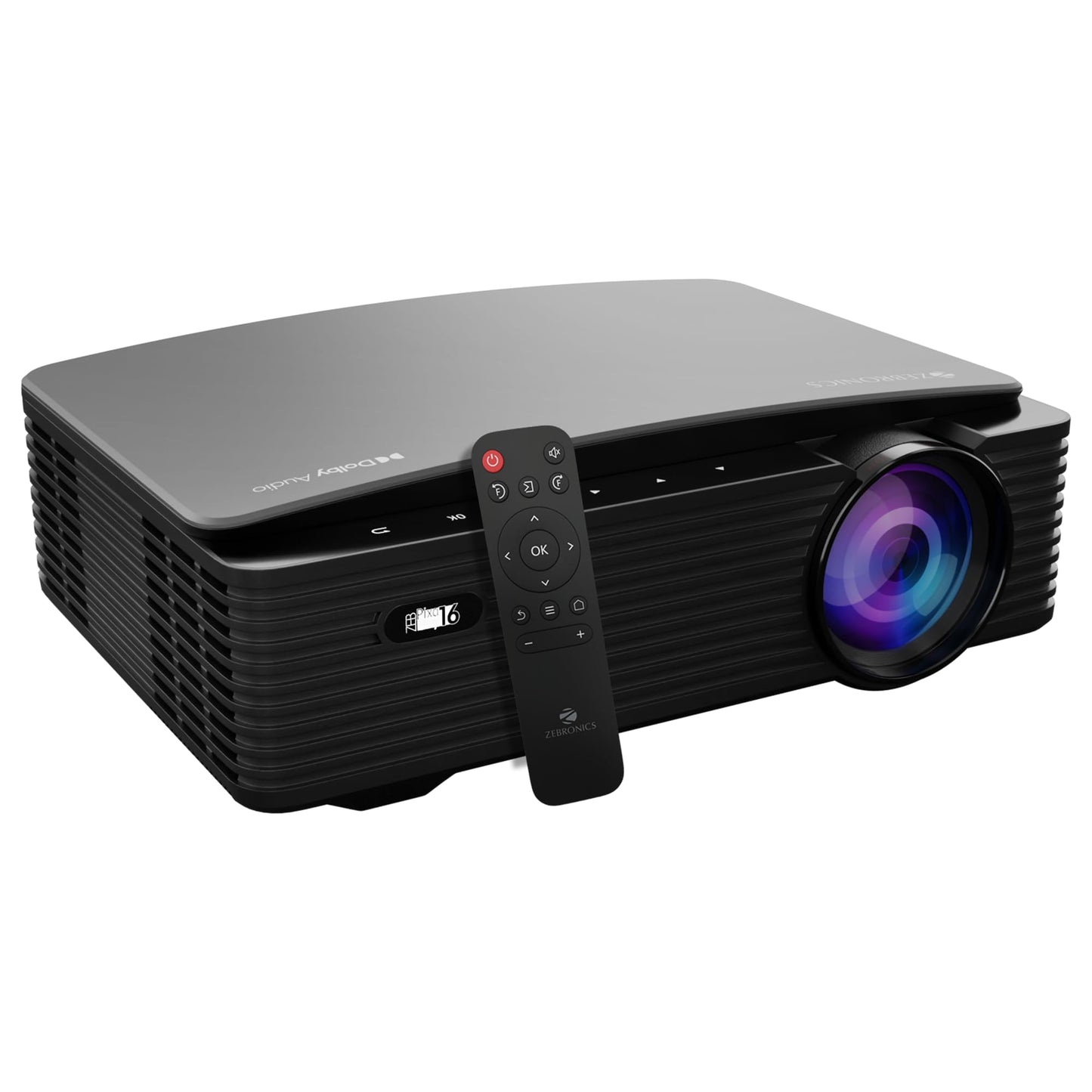 (Open Box) ZEBRONICS PIXAPLAY 15 Smart LED Projector with Dolby Audio, 5500 lumens, 4K Support, 180 Inch Screen Size, Supports Miracast, Bluetooth, USB, HDMI, WiFi, APP Support, 1080p Native