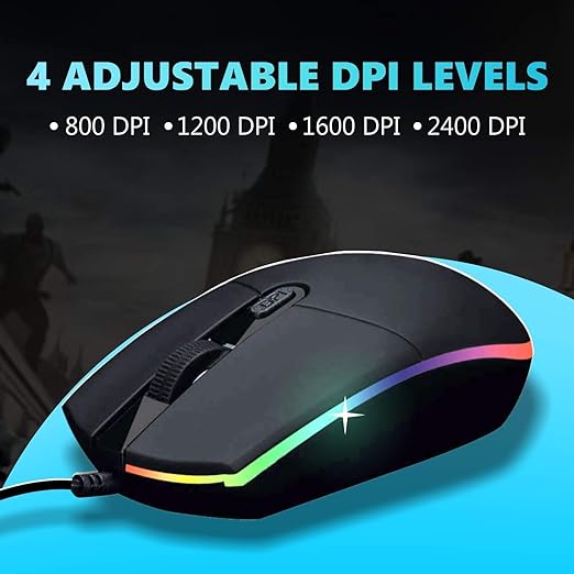 (Open Box) BRIX R8 Gaming Mouse 2400 DPI (Adjustable 800/1200/1600/2400 DPI) USB 4D Buttons with Mouse