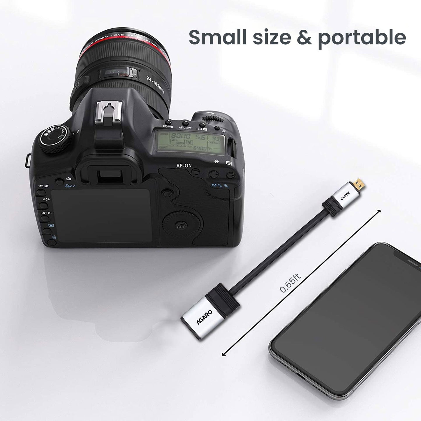 (Open Box) AGARO Micro HDMI to HDMI Cable Male to Female Micro HDMI adapter, Supports 4K, 3D, Silver