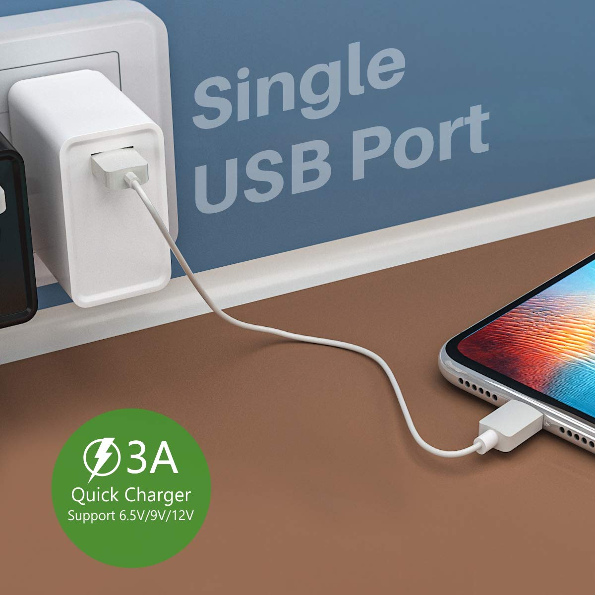 (Open Box)Portronics Adapto One,18W 3A Mach USB Charging Adaptor Comes with 1M Type C Cable Single Port Wall Charger for iPhone 11/Xs/Xs Max/Xr/X/8/7/6/Plus,Ipad Pro/Air 2/Mini 3/Mini 4,Samsung S4/S5,White