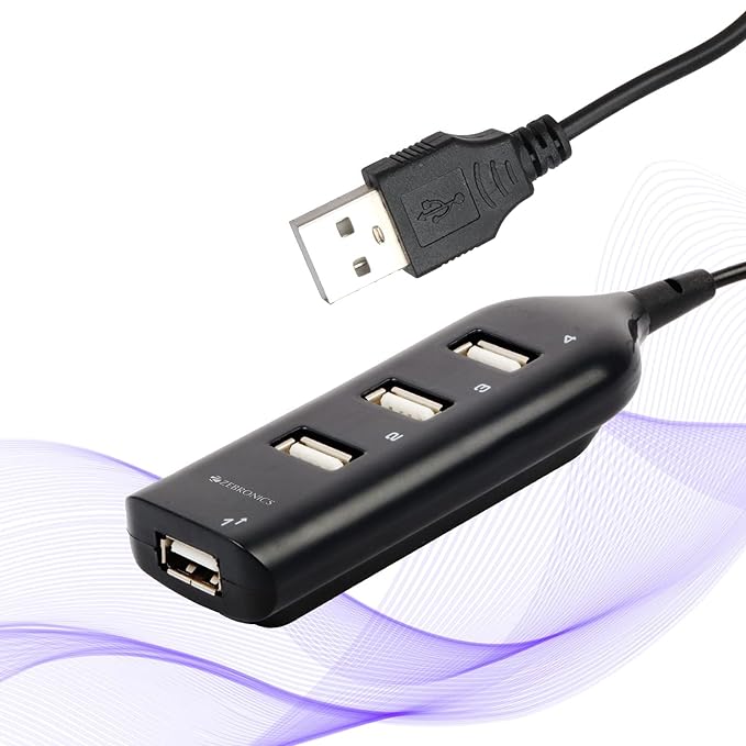 (Open Box) Zebronics ZEB-90HB USB Hub, 4 Ports, Pocket Sized, Plug & Play, for Laptop & Computers