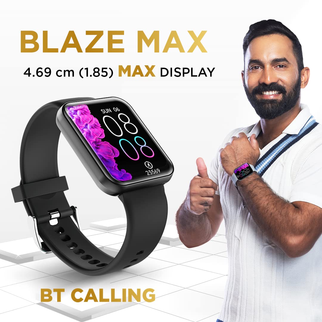 (Open Box) GIZMORE Gizfit Blaze Max 1.85" IPS Display with 240 x 280 px | 450 NITS Brightness BT Calling Edge to Edge Display, Voice Assistance, Bluetooth Smartwatch (Gray)