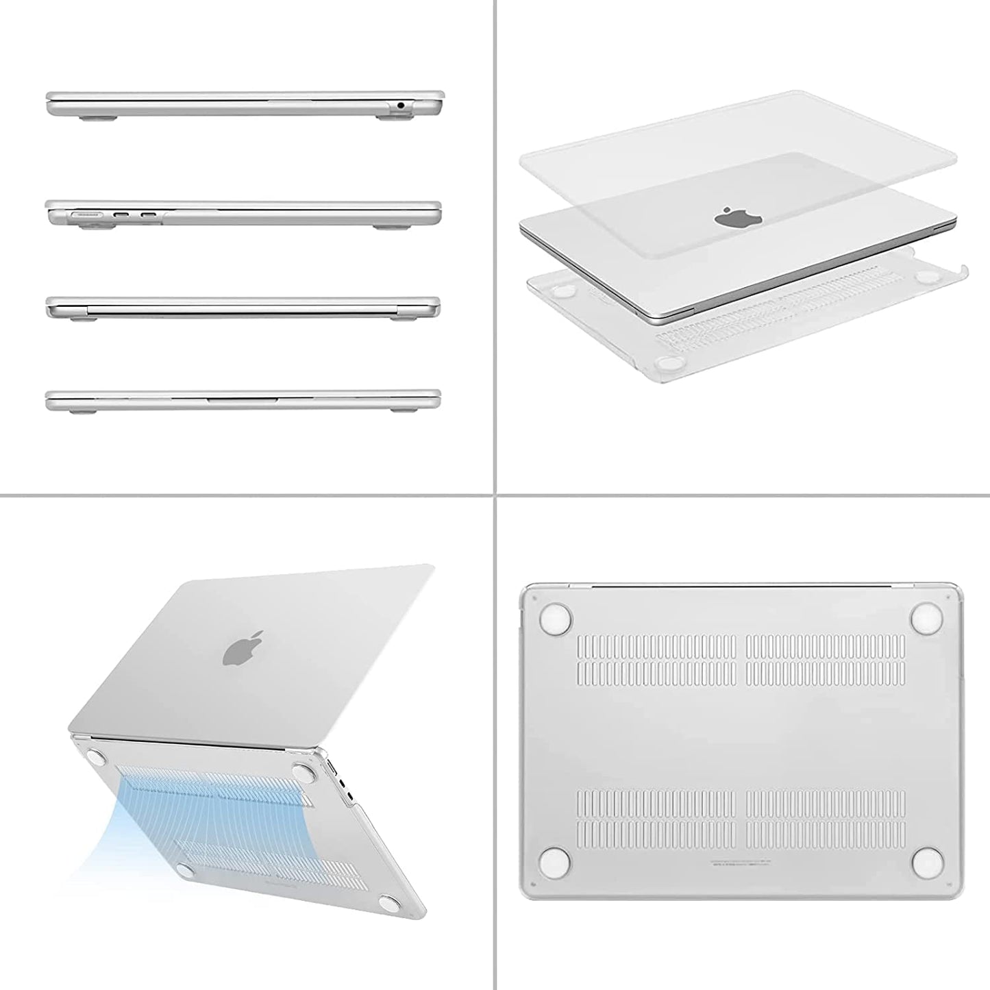 (OPEN BOX)MOCA Case for MacBook Air 13.6 inch Case 2022 2023 2024 Release M3 A3113 M2 A2681 with Touch ID,Hard Shell Case Cover (Frost Clear)