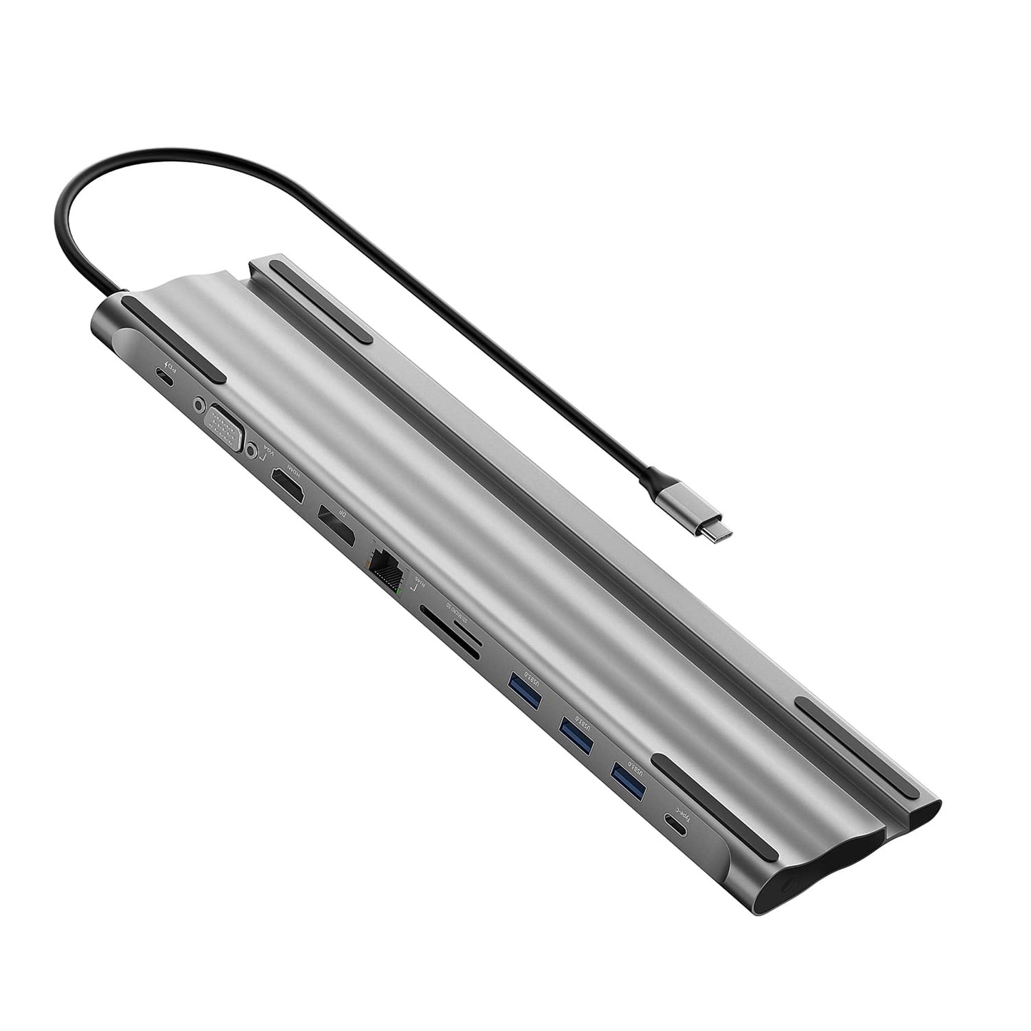 (Open Box) Amazon Basics USB-C Hub Dock 8-in-1 HDCP Aluminium Type-C Adapter with 4K HDMI Port, Ethernet 100mbps Port, USB 3.0 Port, USB-C Power Delivery, TF/SD Card Reader, Mac & Windows USB-C Devices