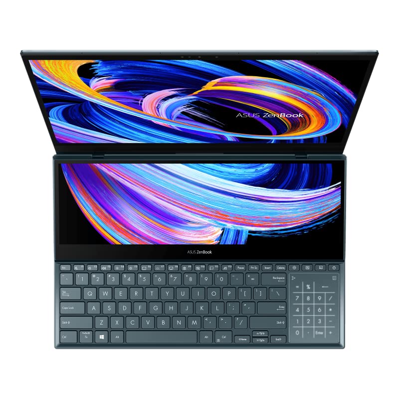 (Brand Refurbished) ASUS ZenBook Pro Duo 15 OLED (2021) UX582HM-H701WS, Core i7-11800H 11th Gen, 15.6" 4K Dual-Screen Touch Laptop /16GB/1TB SSD/nVidia RTX 3060-6GB/Windows 11/Celestial Blue//Soft Stand/Stylus/Palm Rest