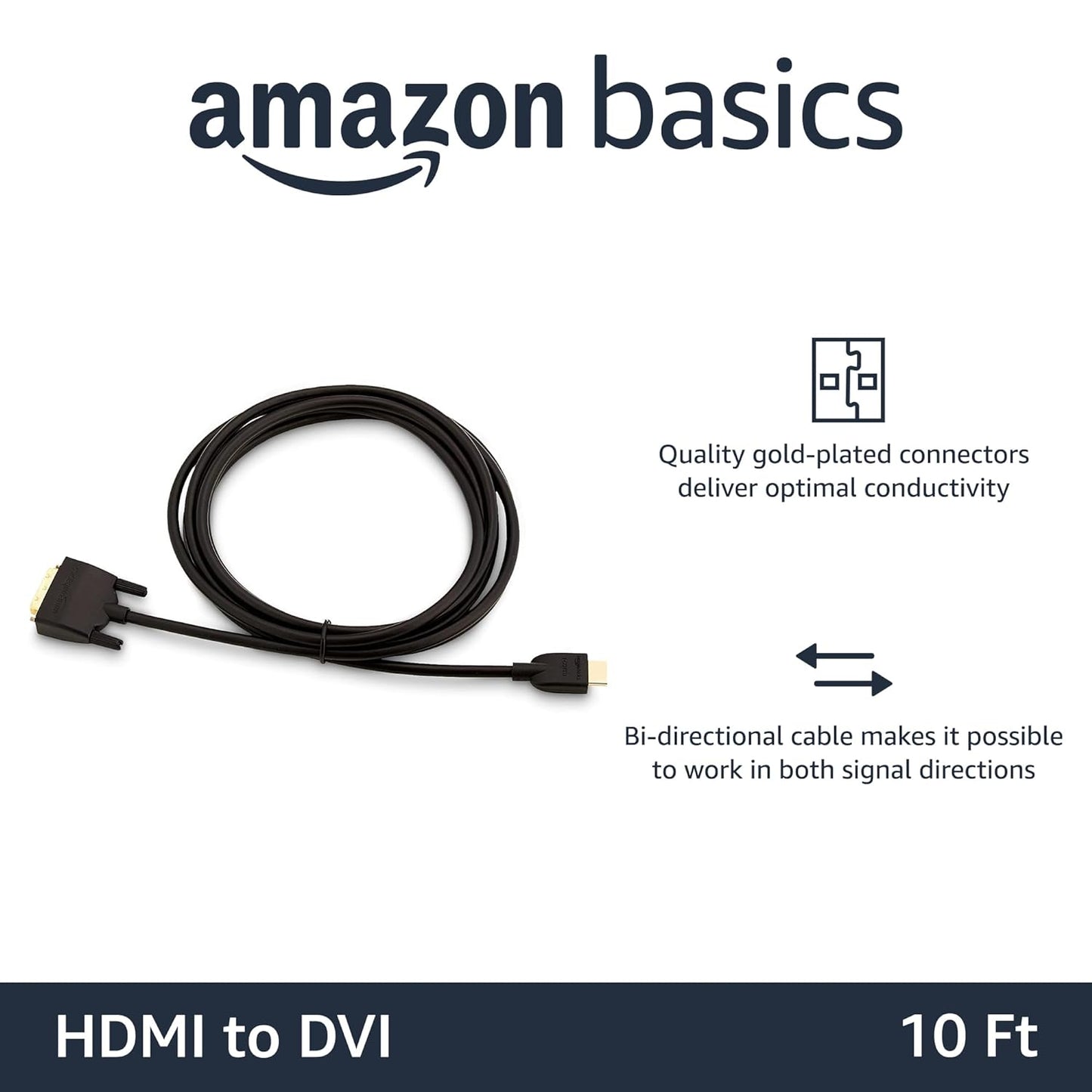 (Open Box) Amazon Basics AmazonBasics HDMI to DVI Adapter Cable (Latest Standard), 10-Pack