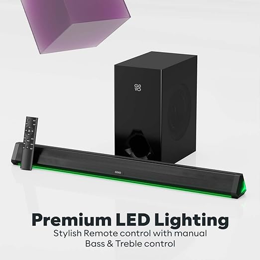(Open Box) GOVO GOSURROUND 900 | 200W Soundbar | 2.1 Channel Home Theatre | Deep Bass from 6.5‰ Subwoofer | BT v5.3, HDMI, AUX, USB Connectivity | 4 EQ Modes | Sleek Remote & LED Lights+Display (Platinum Black)
