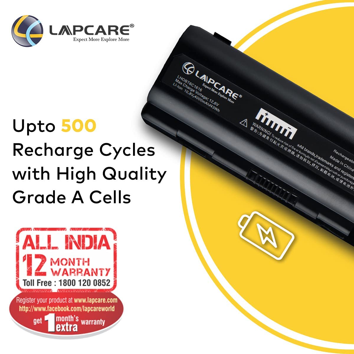 (Open Box) Lapcare Compatible Laptop Battery for Hp Compaq Cq40, Cq45, Cq50, Cq50Z, Cq60, Cq70 Series (Black)