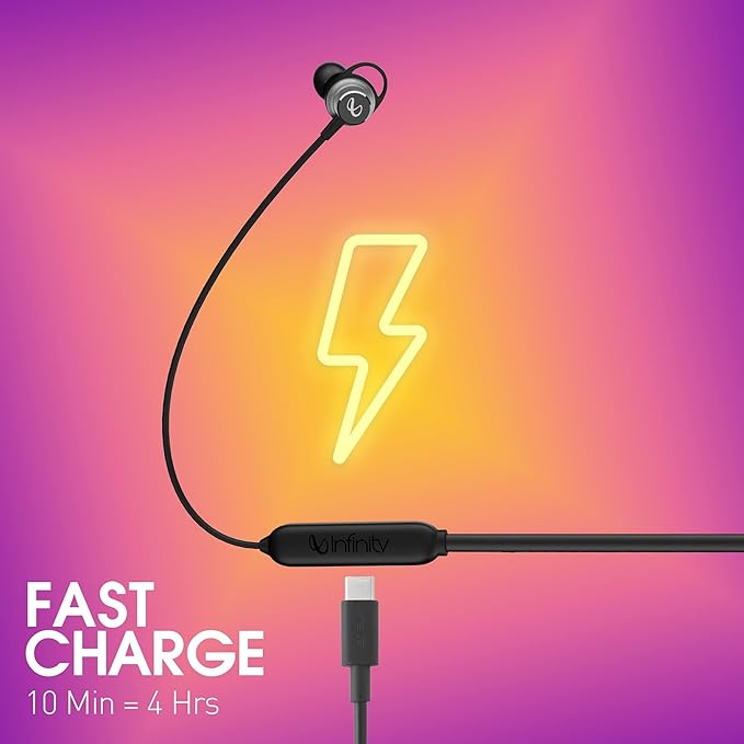 (Open Box) Infinity - JBL Tranz N400, in-Ear Headphones with 36 Hr Playtime, Fast Charge, Deep Bass Sound, Dual Equalizer, IPX5 Sweatproof, Bluetooth Headset (Black)