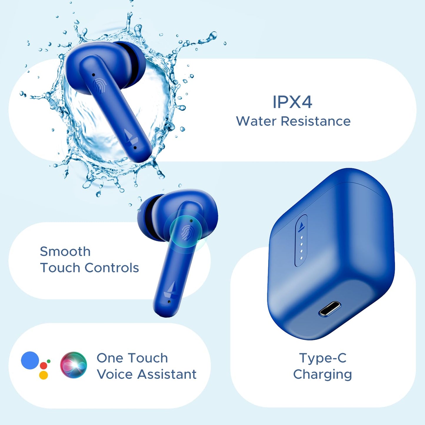 (Without Box) boAt Airdopes 141 Bluetooth Truly Wireless in-Ear Earbuds w/ 42H Playtime,Low Latency Mode for Gaming, ENx Tech, IWP, IPX4 Water Resistance, Smooth Touch Controls