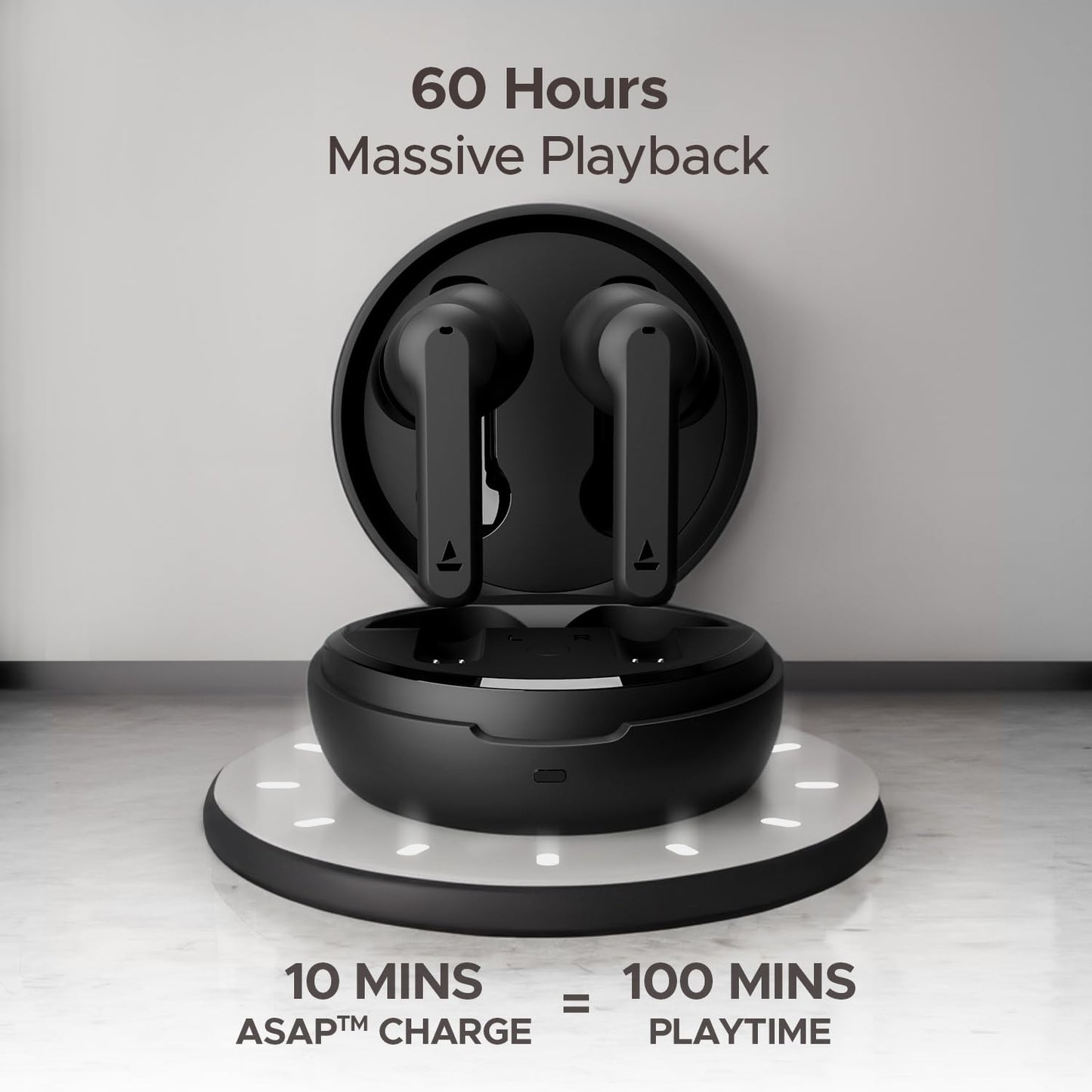 (Open box)boAt Airdopes Sonik in Ear TWS Earbuds with 60 hrs Playback, IWP Tech, Quad Mics with ENx, ASAP Charge, 11 mm Drivers, BT v5.3 & IPX4 Sweat and Splash Resistance(Thunder Black)