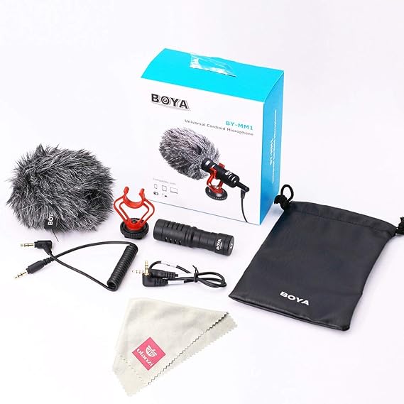 (Open Box) Boya by-MM1 Super-Cardioid Shotgun Microphone with Real Time Monitoring Compatible with iPhone/Android Smartphones, DSLR Cameras Camcorders for Live Streaming Audio Recording