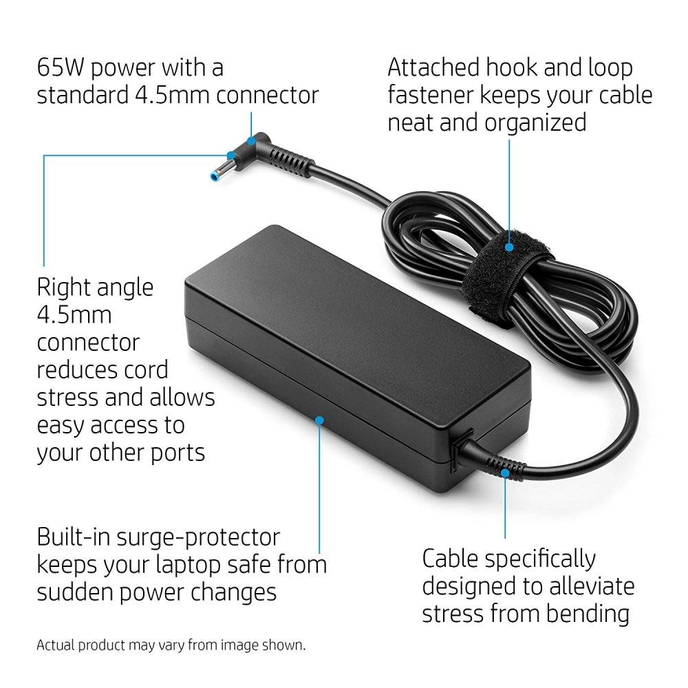 (Open Box) HP 65W AC Laptops Charger Adapter 4.5mm for HP Pavilion Black (Without Power Cable)