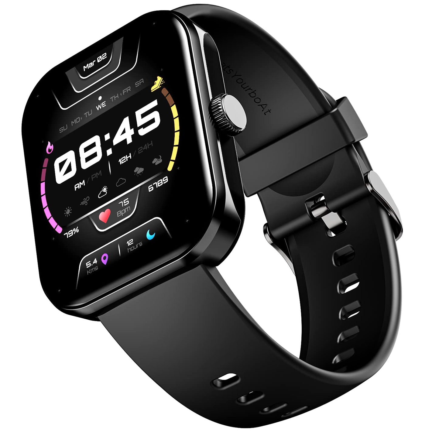 (Open Box) boAt Ultima Call Max Smart Watch w/ 2" Big HD Display, Advanced BT Calling, 100+ Sports Modes, 10 Days Battery Life, Multiple Watch Faces, IP68, HR & SpO2, Sedentary Alerts(Active Black)